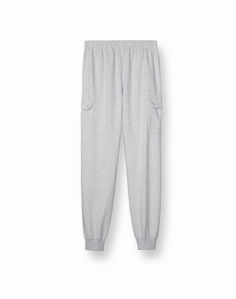 Men's Champio Big & Tall Fleece Cargo Pants Grey | C3SX92