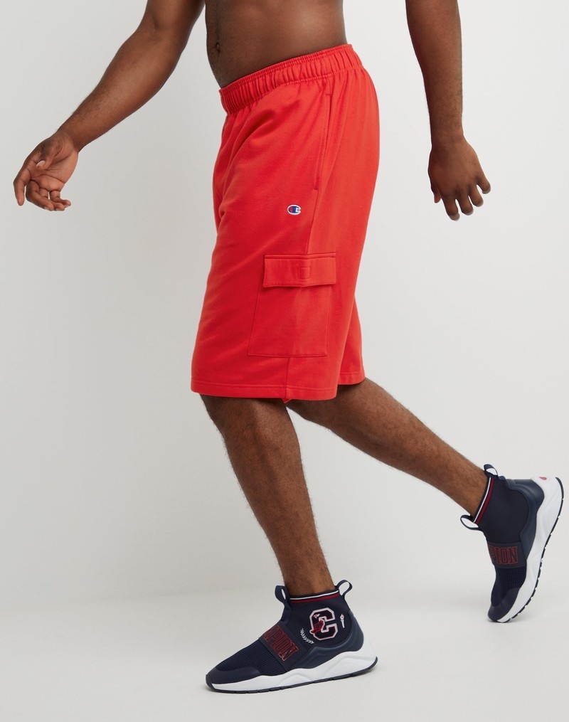 Men's Champio Big & Tall Fleece Cargo Shorts Red | N7CG37