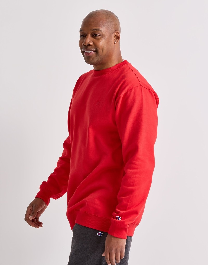 Men's Champio Big & Tall Fleece Crew Sweatshirts Red | M1NT65