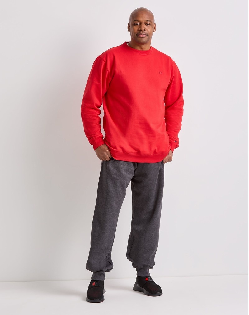 Men's Champio Big & Tall Fleece Crew Sweatshirts Red | M1NT65