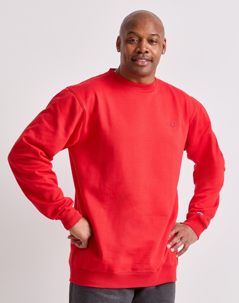 Men\'s Champio Big & Tall Fleece Crew Sweatshirts Red | M1NT65