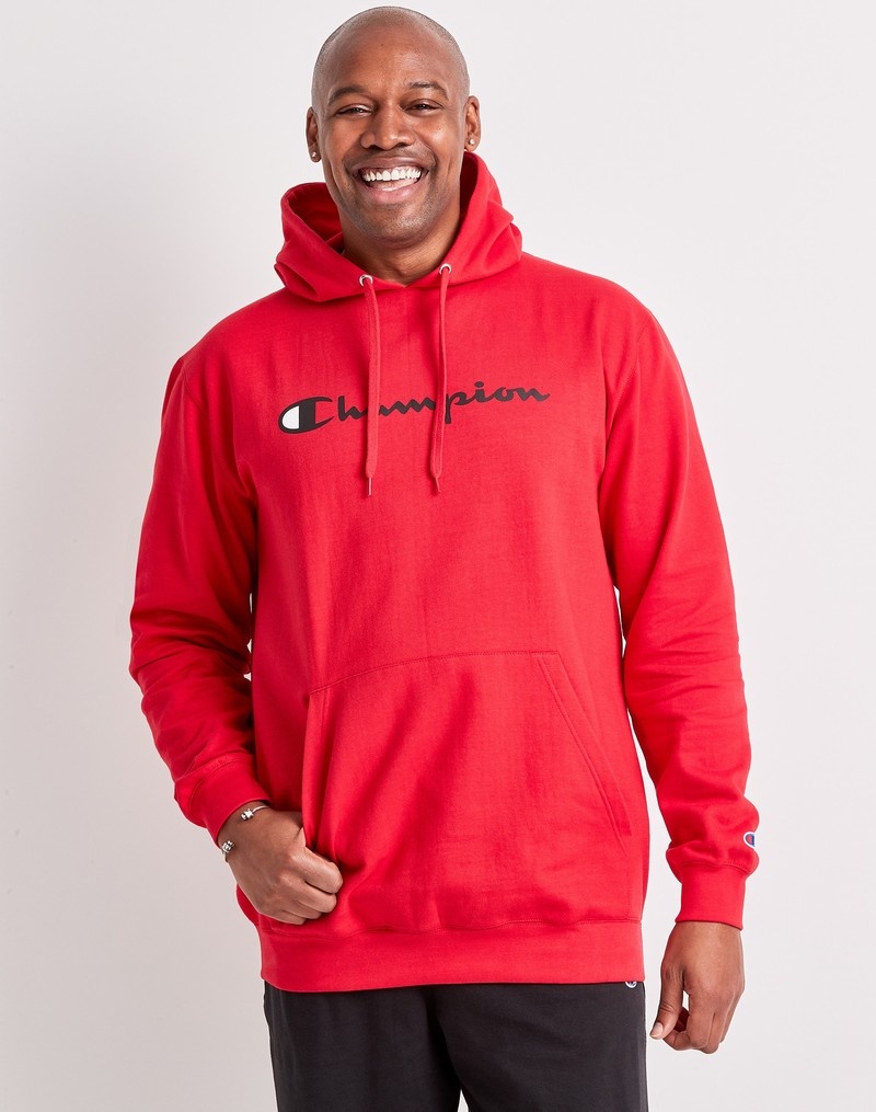 Men\'s Champio Big & Tall Fleece Hoodie Red | L5KL13