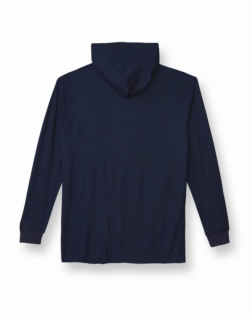 Men's Champio Big & Tall Waffle Hoodie Navy | I3EL76