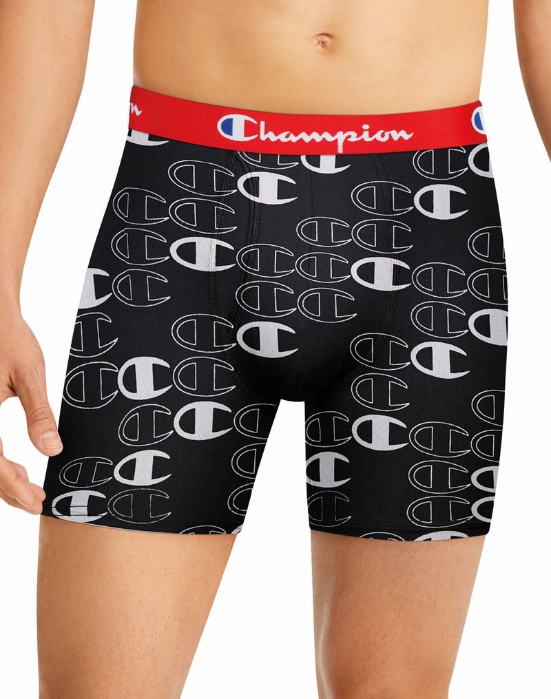 Men's Champio Boxer Pack Briefs Black | B5UG99