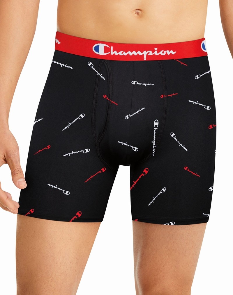 Men's Champio Boxer Pack Briefs Black | Z5TR39