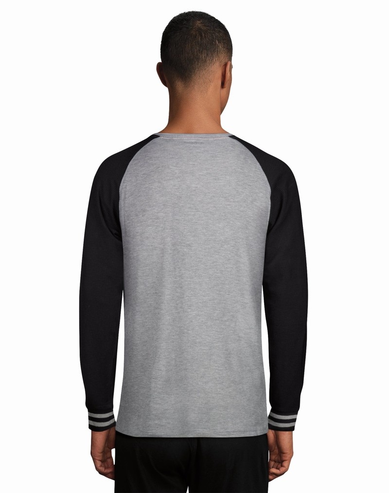 Men's Champio C-Life Sleep Long Sleeve Raglan T Shirts Grey | Y9DC24