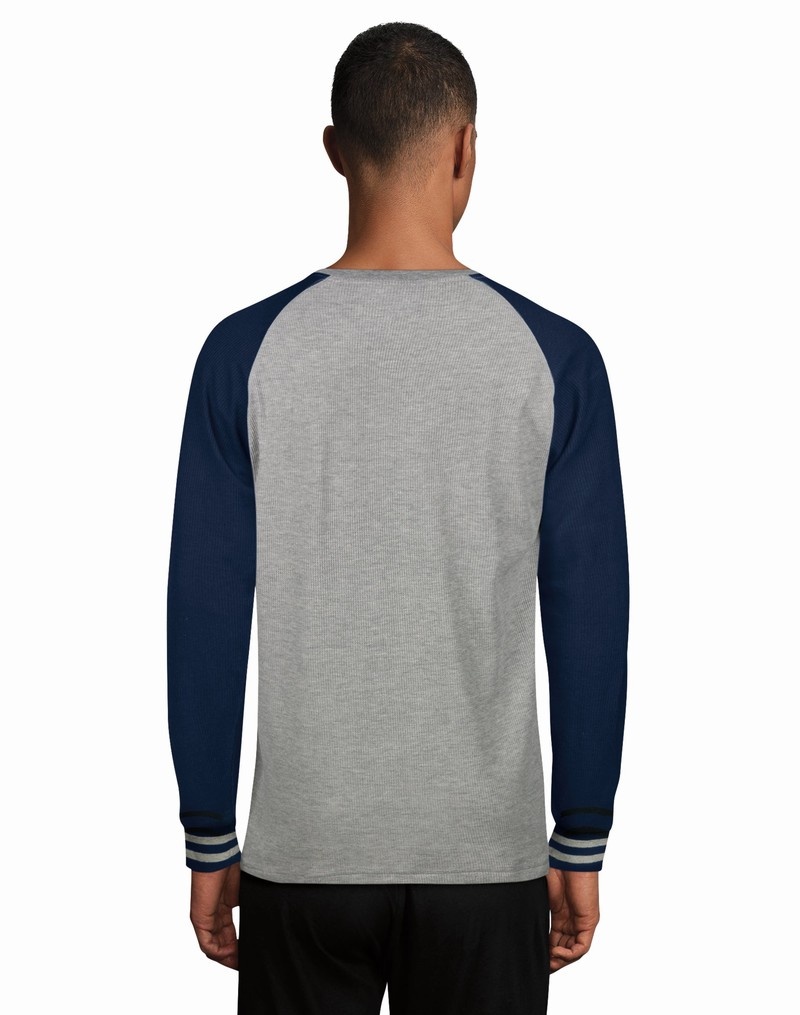 Men's Champio C-Life Sleep Long Sleeve Raglan T Shirts Navy | P7TA28