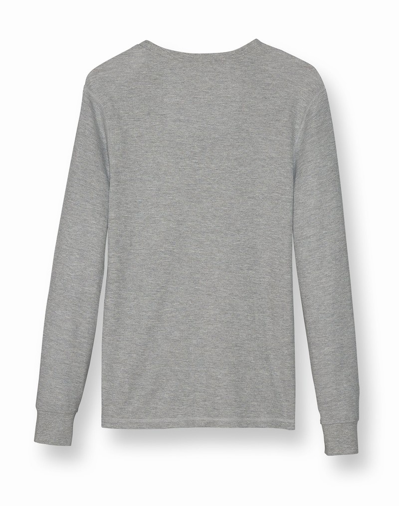 Men's Champio C-Life Sleep Long Sleeve Waffle Oxford T Shirts Grey | T7CW82