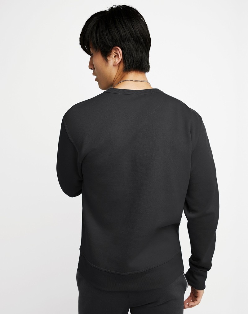 Men's Champio Classic Fleece Crew Sweatshirts Black | I1AX12