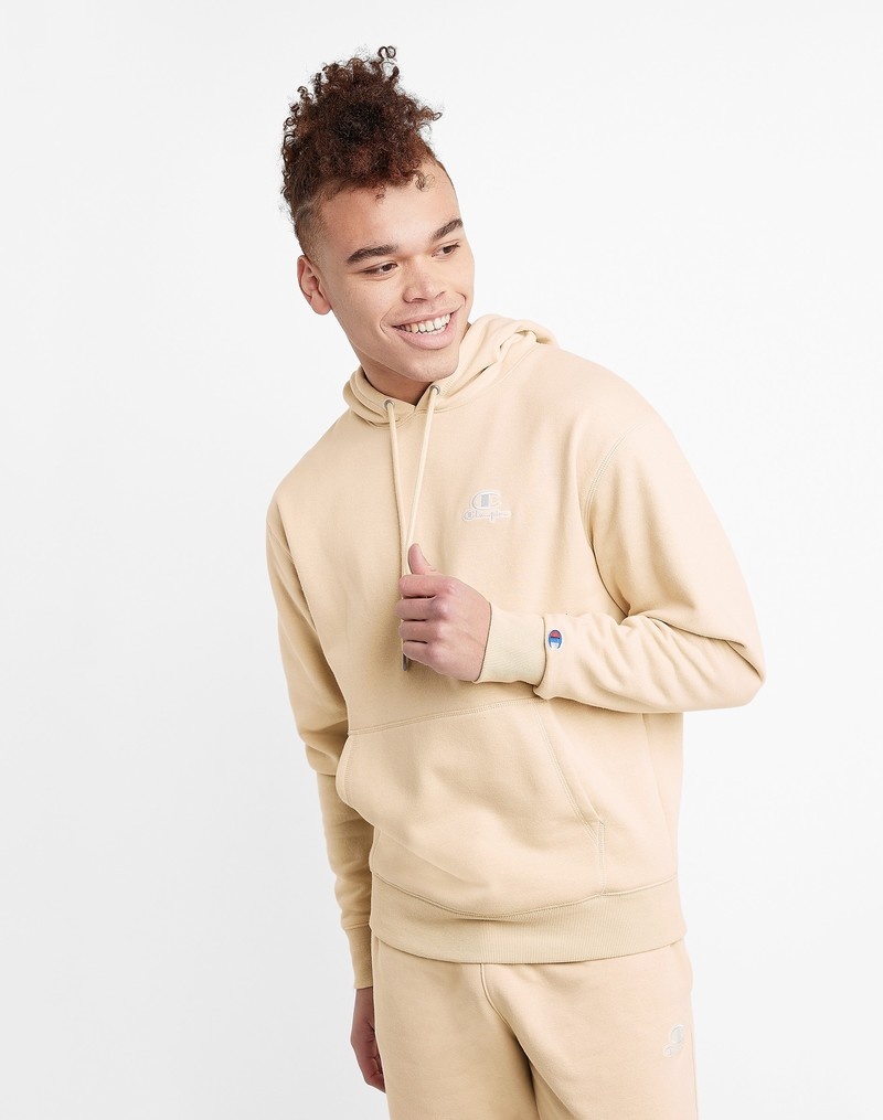 Men\'s Champio Classic Fleece Hoodie Beige | R4CF95