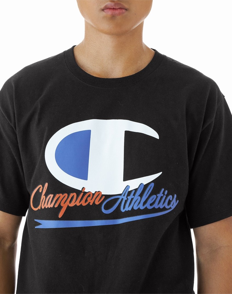 Men's Champio Classic Graphic T Shirts Black | M3IF07