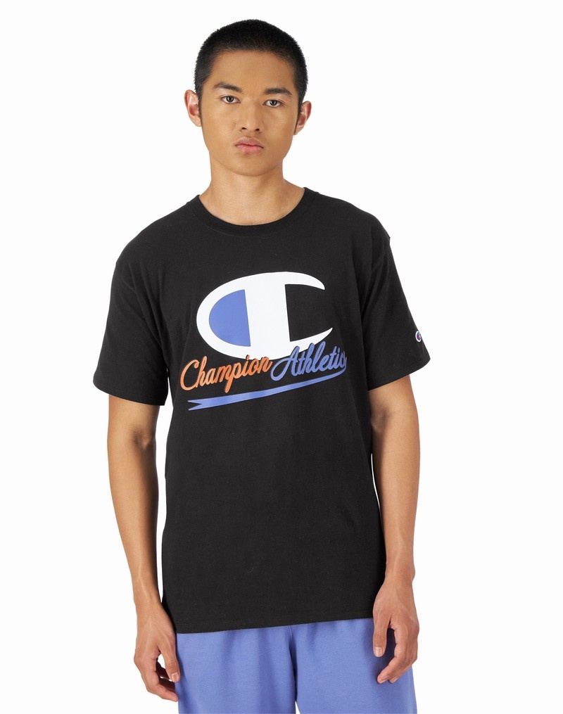 Men\'s Champio Classic Graphic T Shirts Black | M3IF07