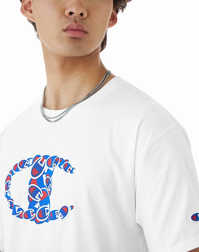 Men's Champio Classic Graphic T Shirts White | B2NX20