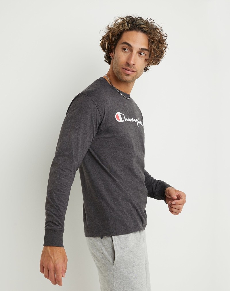 Men's Champio Classic Long-Sleeve T Shirts Grey | P6AA25