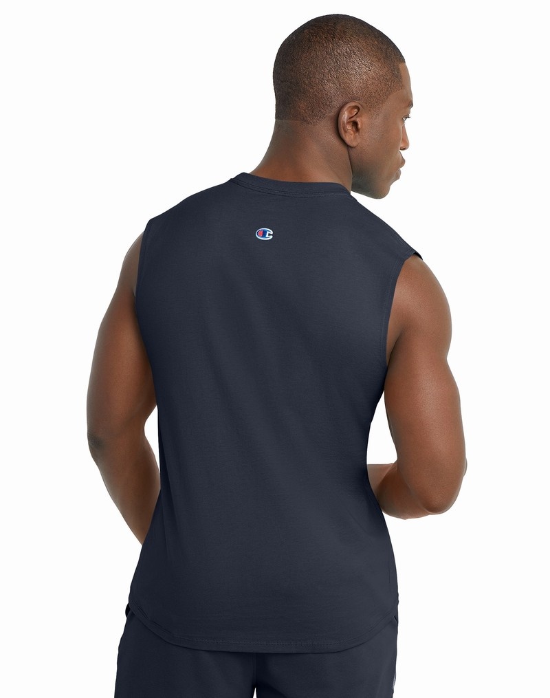 Men's Champio Classic Muscle Tank Top Navy | G8CE38