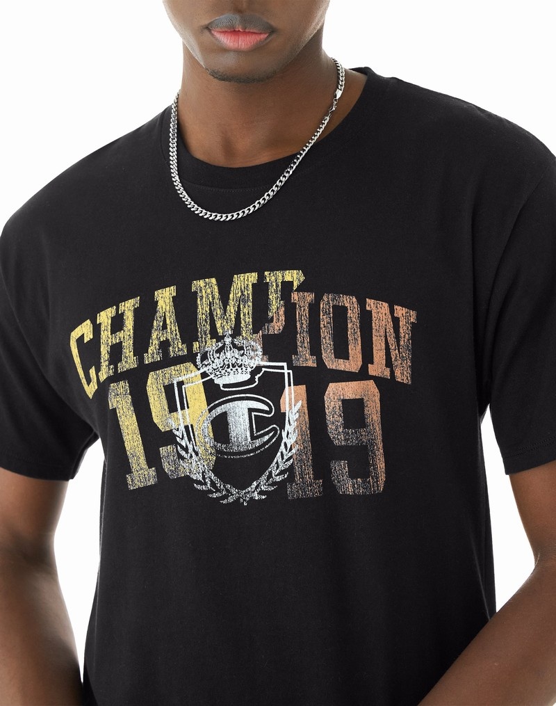 Men's Champio Classic T Shirts Black | M6JB03