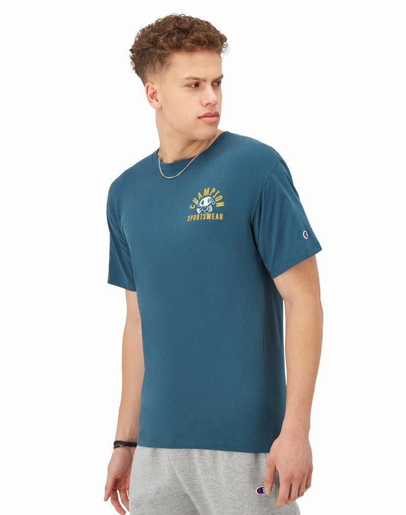 Men's Champio Classic T Shirts Blue | R3VP58