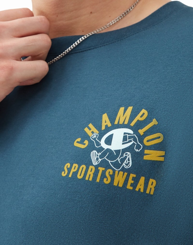 Men's Champio Classic T Shirts Blue | R3VP58