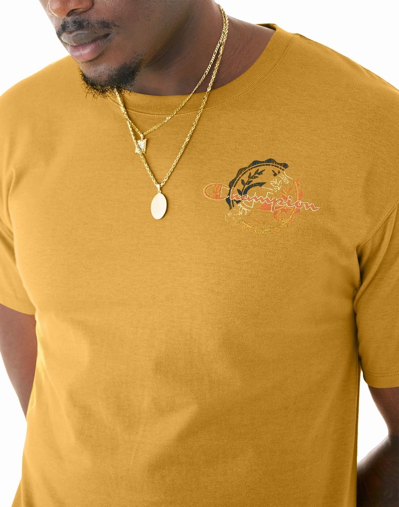 Men's Champio Classic T Shirts Yellow | J7JK21