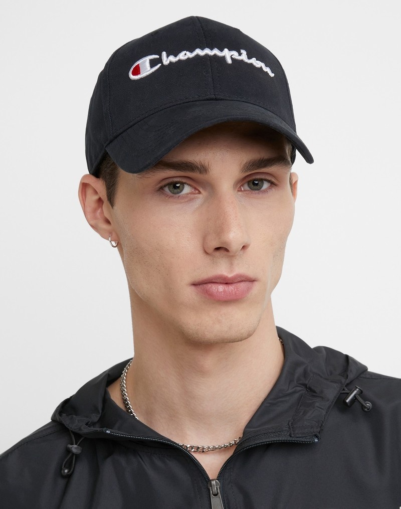 Men\'s Champio Classic Twill Caps Black | R0ET40