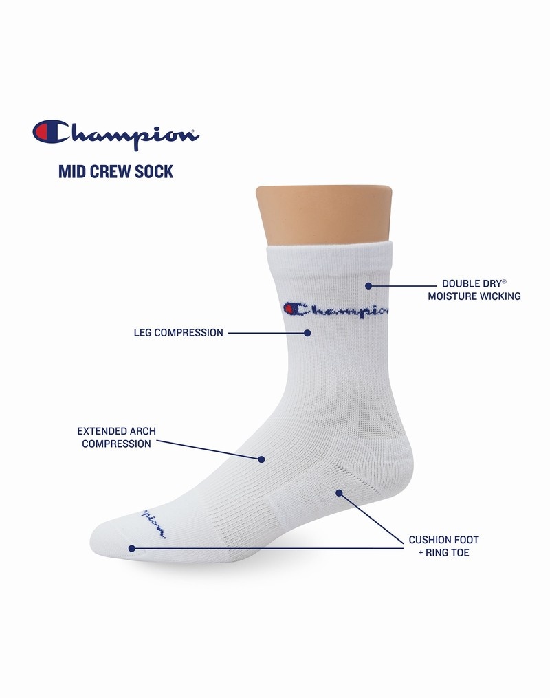 Men's Champio Compression Mid-Crew Socks Black | G1BV25