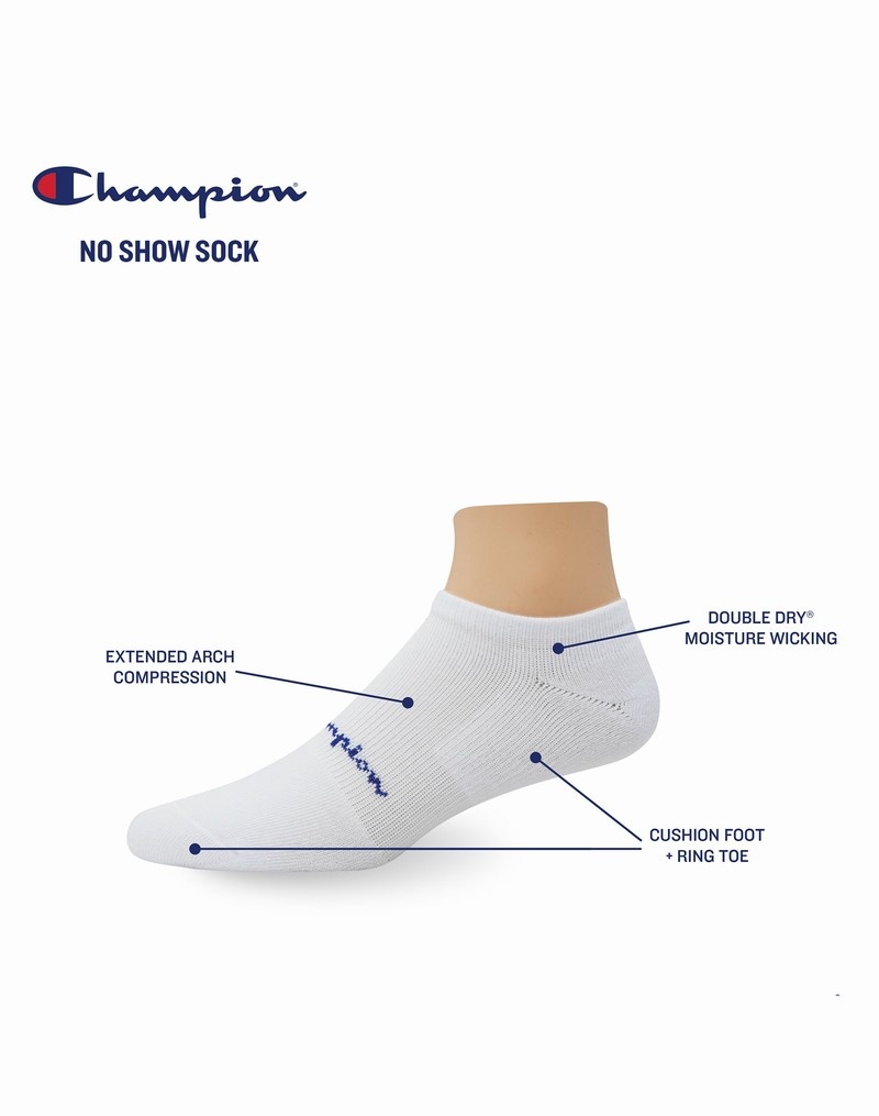 Men's Champio Compression No-Show Socks Black | C5KW76