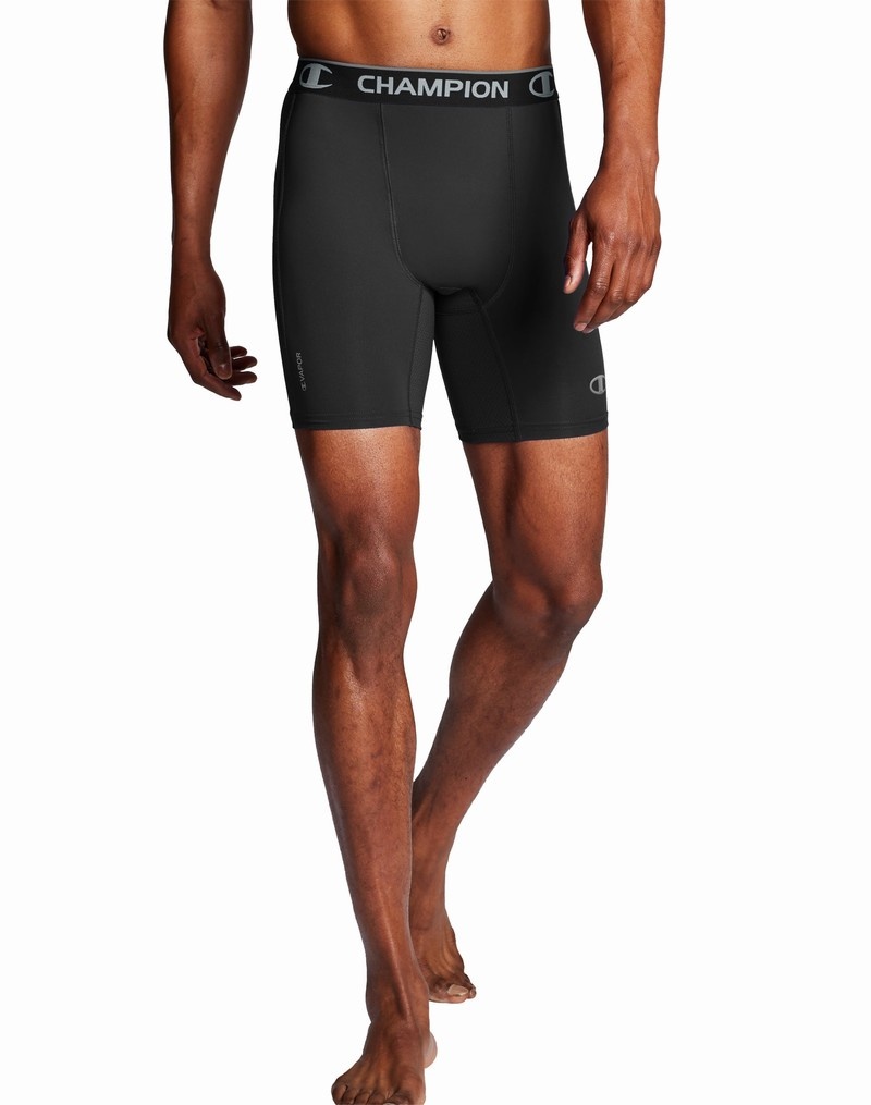 Men's Champio Compression Shorts Black | X1TT48