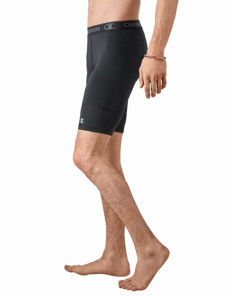 Men's Champio Compression with Total Support Pouch Shorts Black | A1VO63