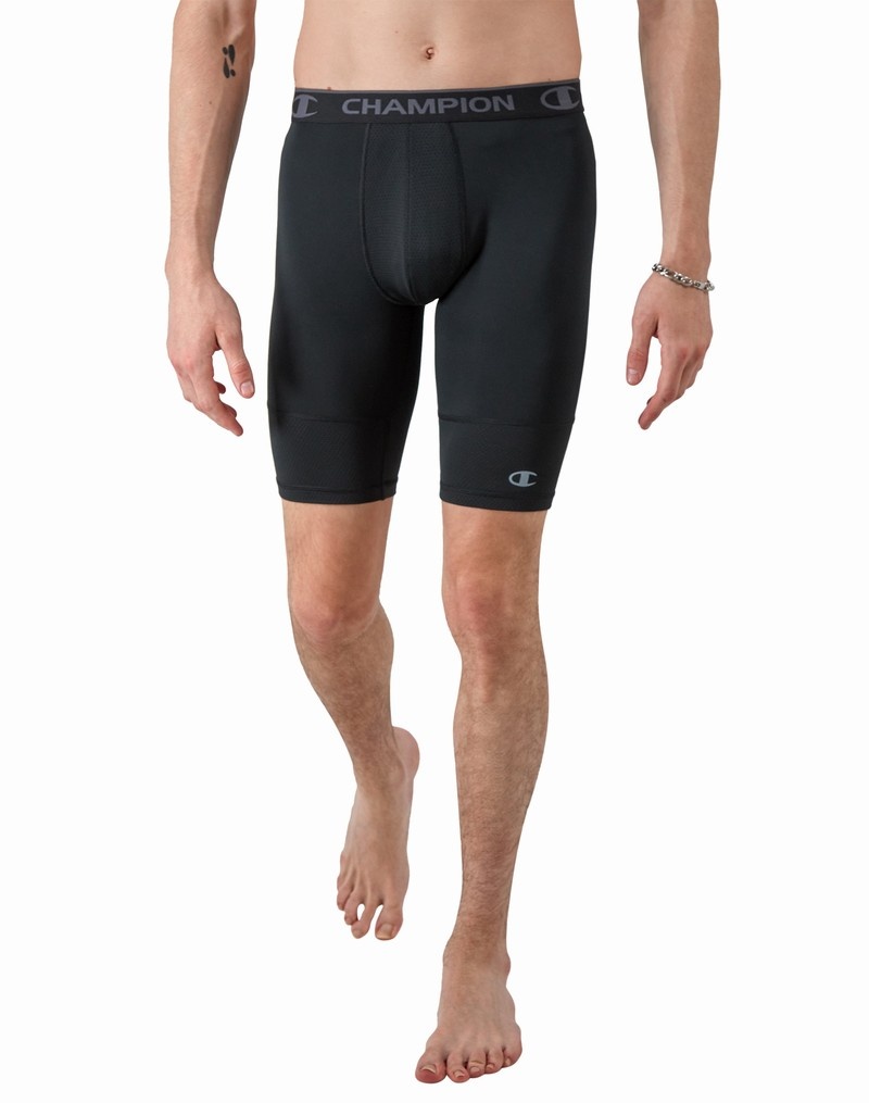 Men\'s Champio Compression with Total Support Pouch Shorts Black | A1VO63