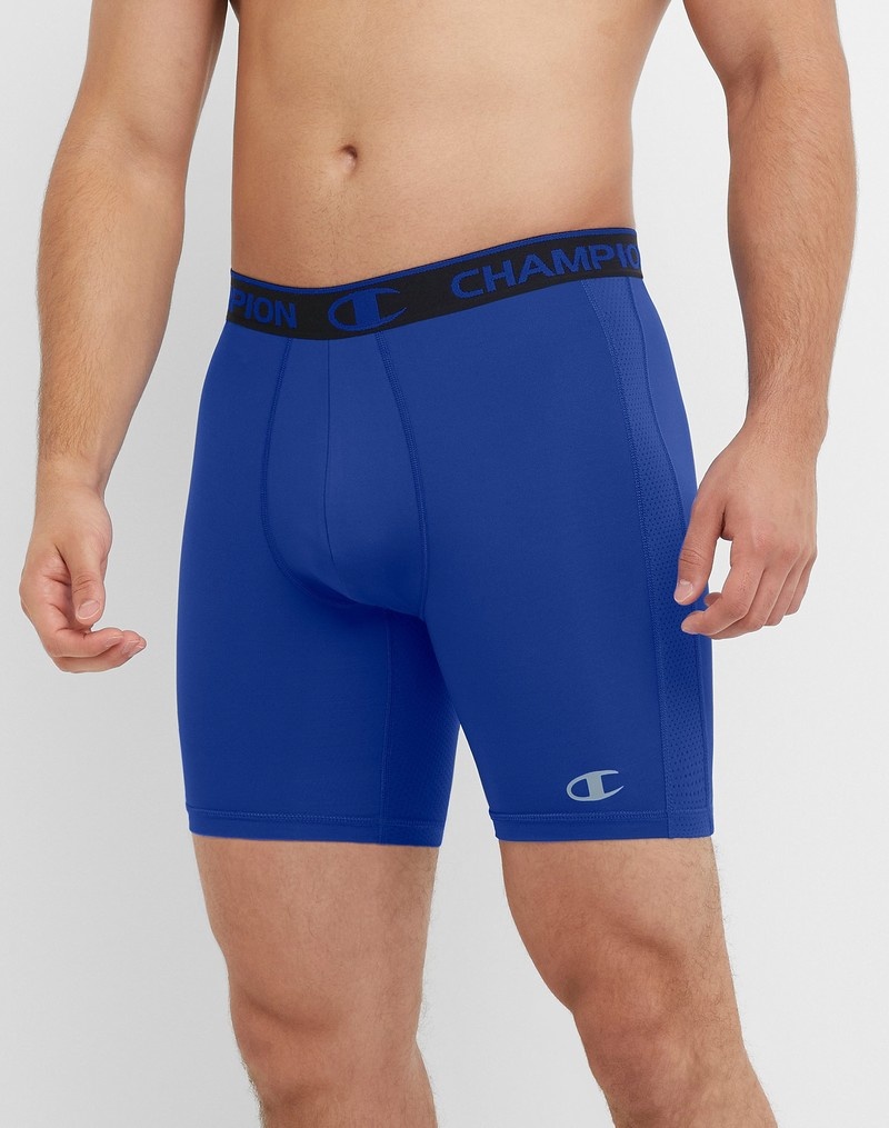 Men's Champio Compression with Total Support Pouch Shorts Blue | M6ZH19