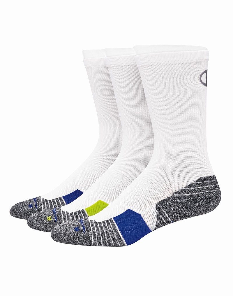 Men\'s Champio Crew Socks White | U6NY70