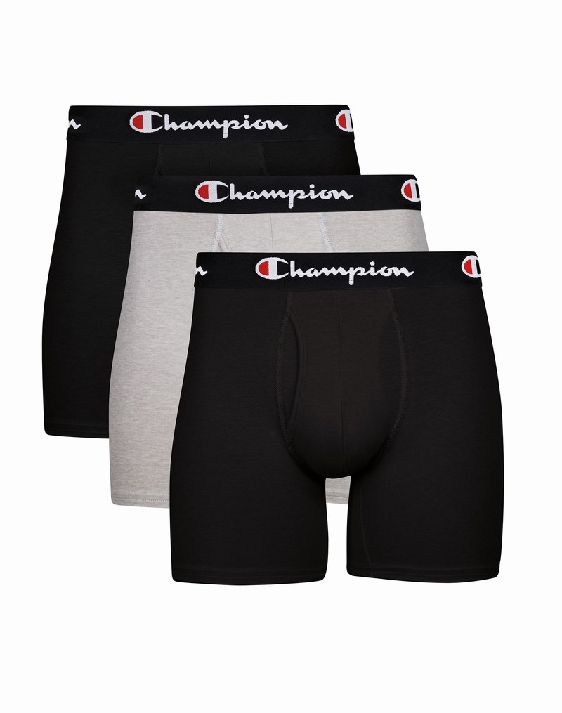 Men\'s Champio Everyday Comfort Pack Briefs Black | Y4DC83