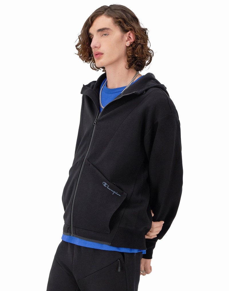 Men's Champio Flex Zip-Front Hoodie Black | E9BG99