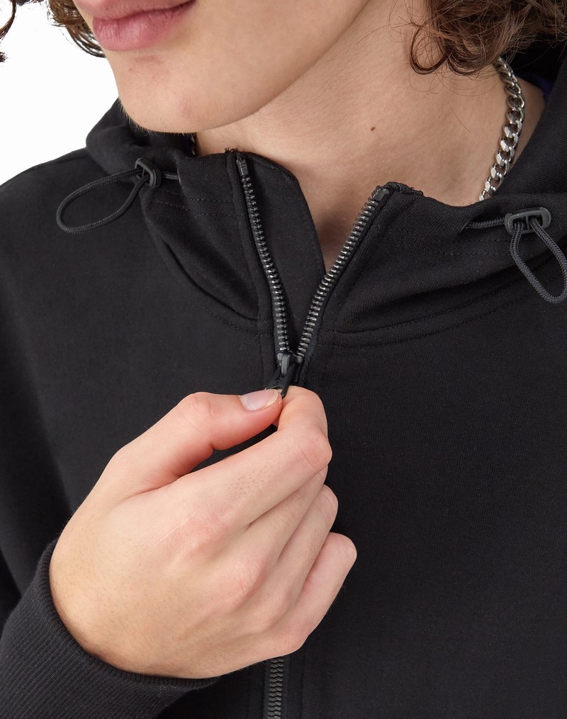 Men's Champio Flex Zip-Front Hoodie Black | E9BG99