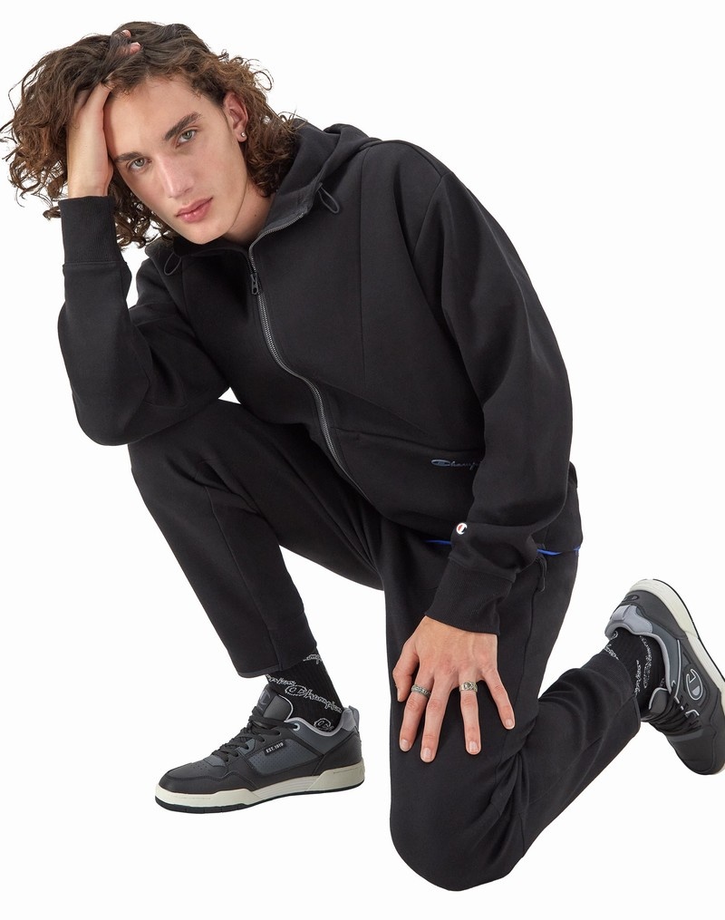 Men's Champio Flex Zip-Front Hoodie Black | E9BG99