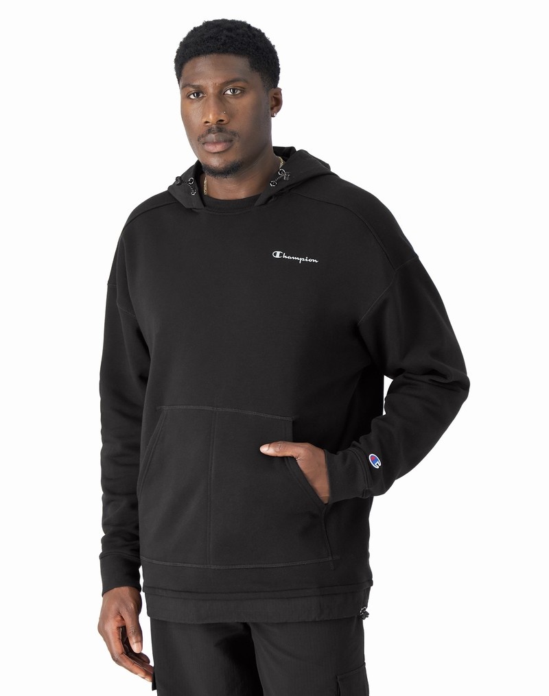 Men\'s Champio Global Explorer Fleece Hoodie Black | Z9HI62