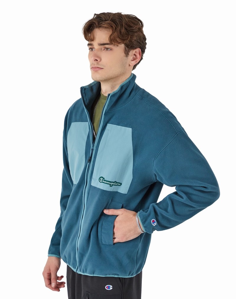 Men's Champio Global Explorer Fleece Mock Neck Jackets Turquoise | A7CK10