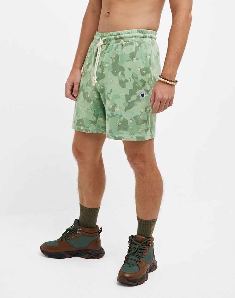 Men's Champio Global Explorer French Terry Shorts Green | A9XG57