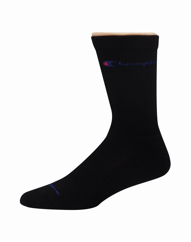 Men's Champio Graduated Compression Crew Socks Black | G9IW43