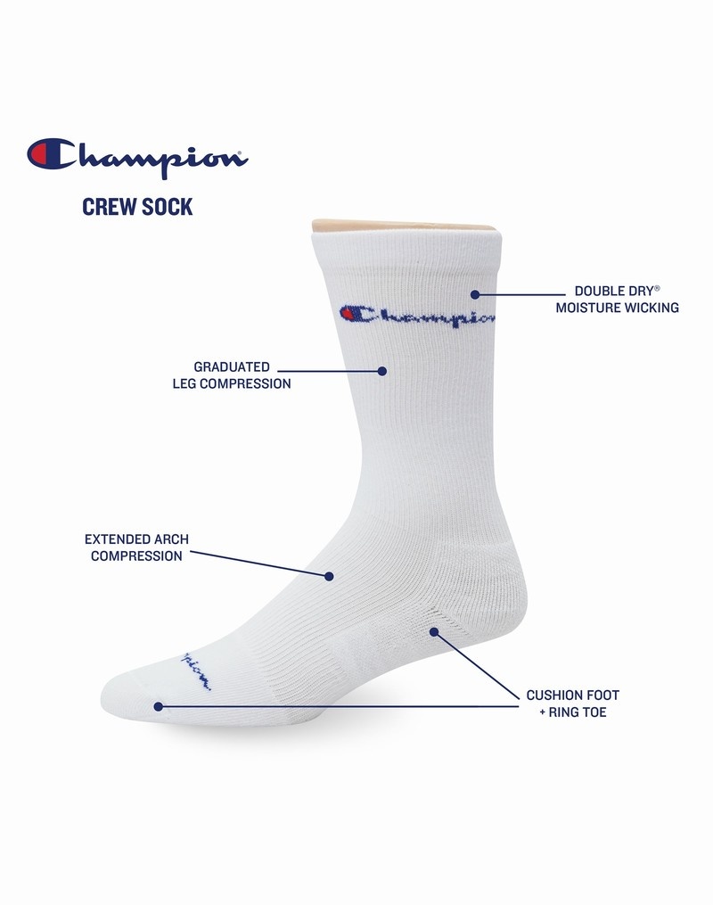 Men's Champio Graduated Compression Crew Socks Black | G9IW43