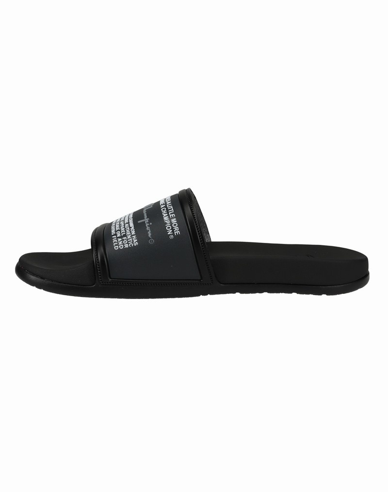 Men's Champio IPO Squish Slides Black | A8UN95