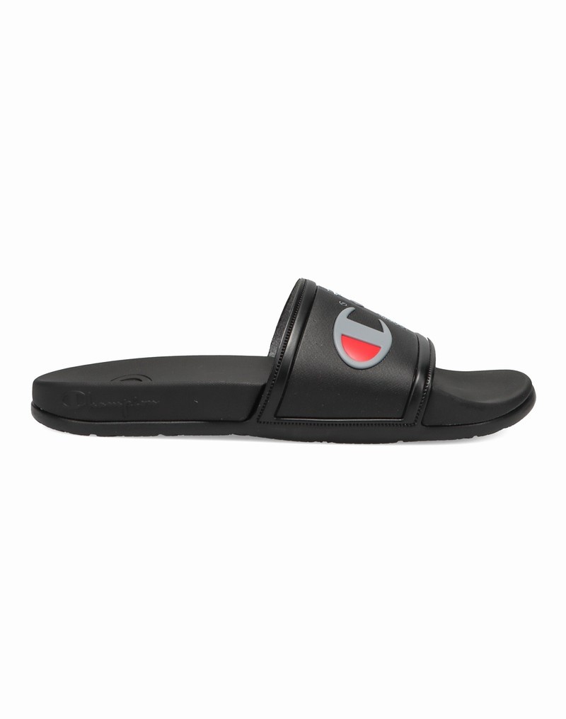 Men\'s Champio IPO Squish Slides Black | A8UN95