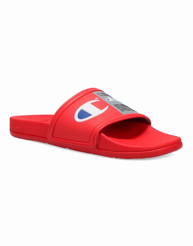 Men's Champio IPO Squish Slides Red | E0NP19