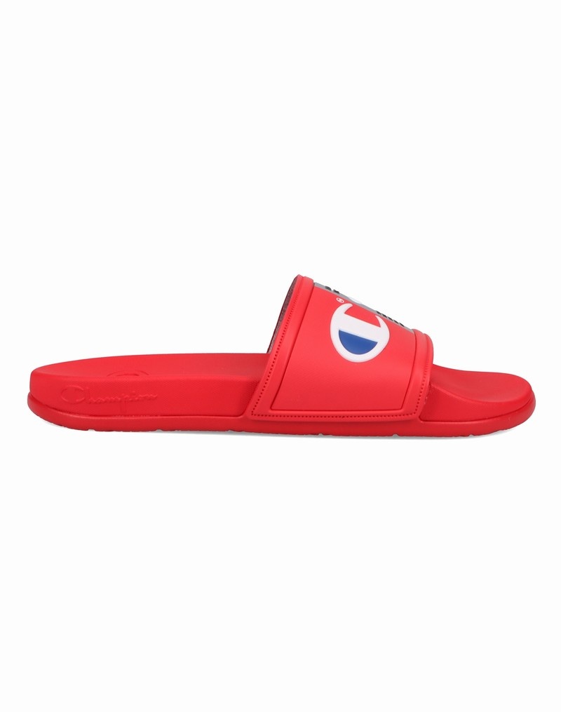 Men\'s Champio IPO Squish Slides Red | E0NP19