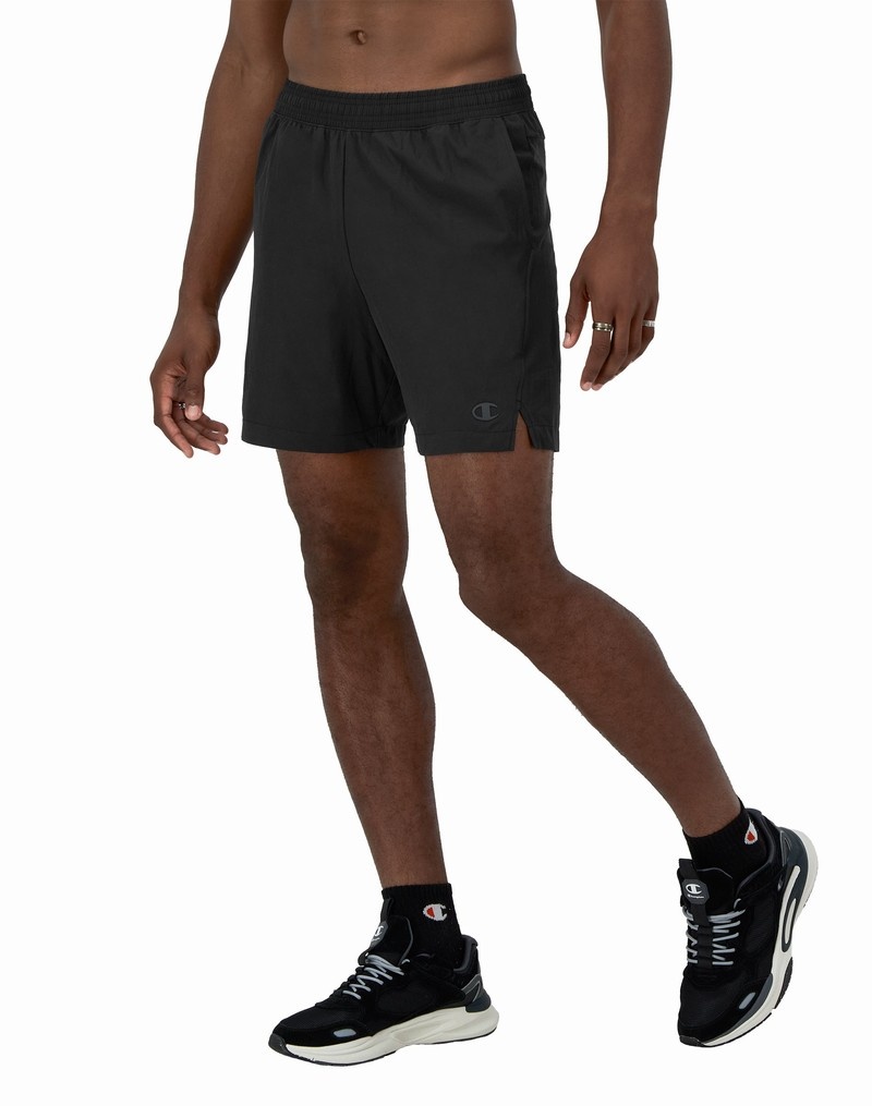 Men's Champio MVP Athletic Shorts Black | D5KP12