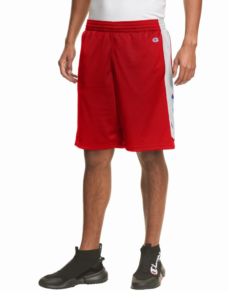 Men\'s Champio Mesh Basketball Shorts Red | M0WQ45