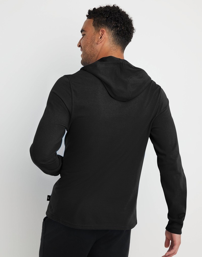 Men's Champio Middleweight T-Shirt Hoodie Black | Q9RO82