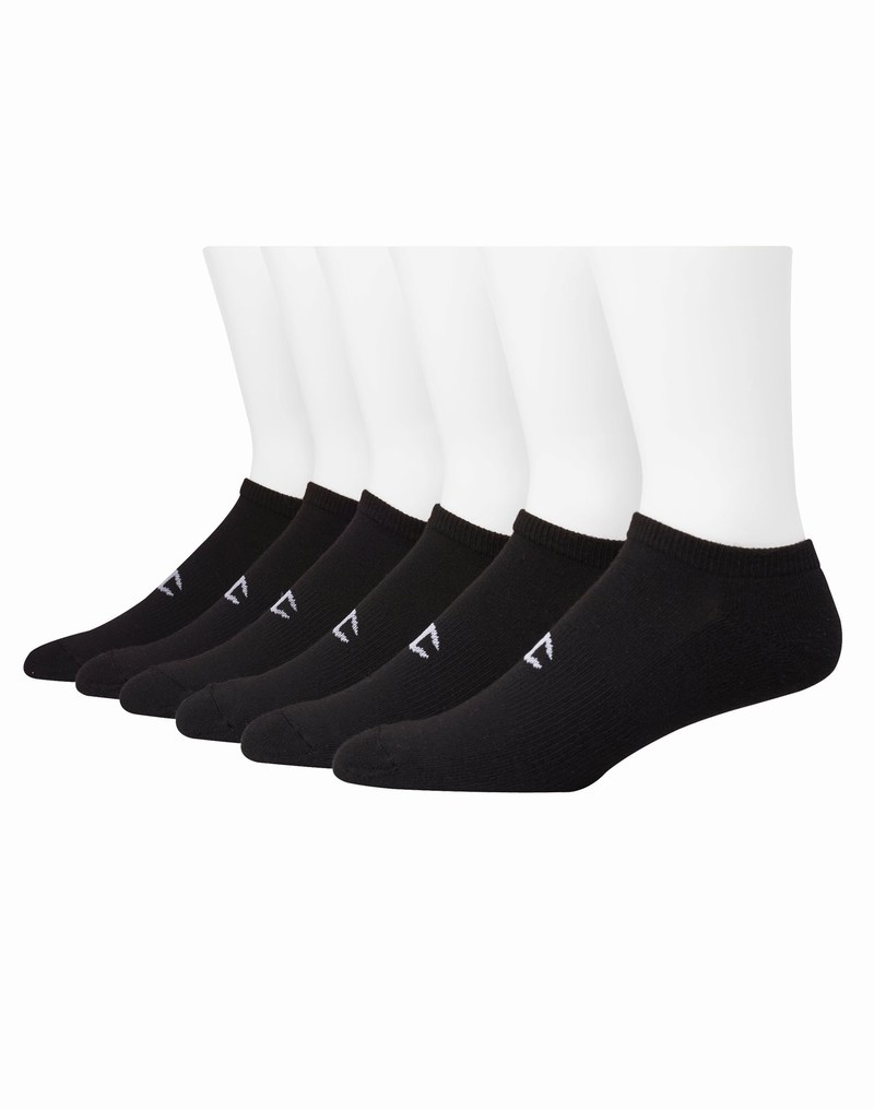 Men's Champio No-Show Extended Sizes Socks Black | N5KD91