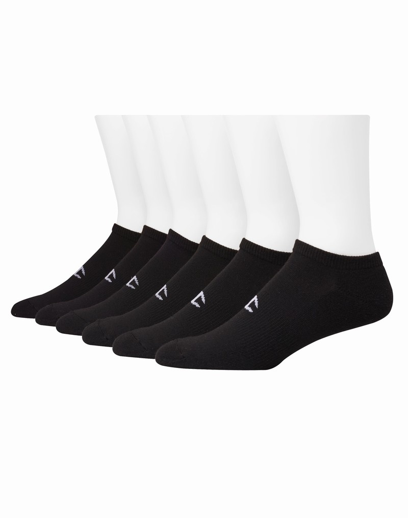 Men\'s Champio No-Show Extended Sizes Socks Black | N5KD91