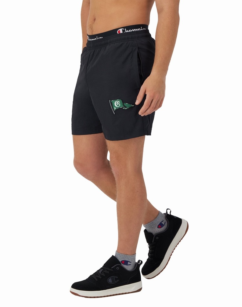 Men's Champio Nylon Warm-Up Shorts Black | O4GB16